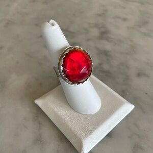 Unique Vintage glass bicycle reflector and sterling silver ring